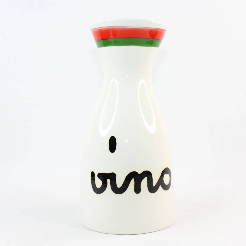 Vintage Baldelli Italy Ceramic Vino Wine Carafe Decanter White Red Green Striped